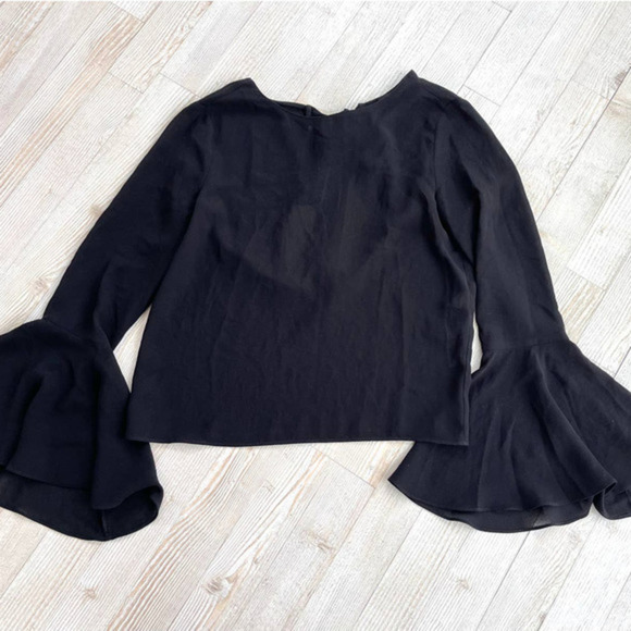 Zara Tops - ZARA Bell Sleeve‎ Open Back Blouse | Black Size XS